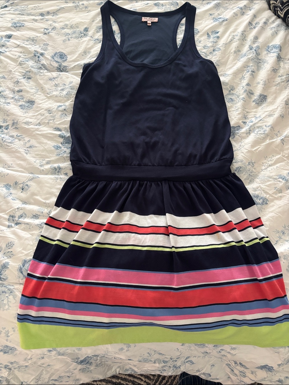 Juicy Couture Navy Tank Dress with Multicolor Striped Skirt